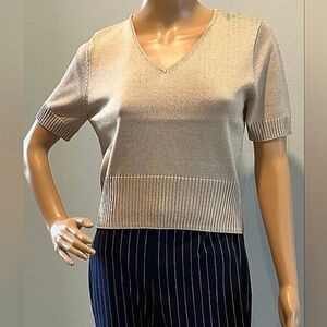 Carlisle 100% Silk V Neck Short Sleeve Top New Without Tags